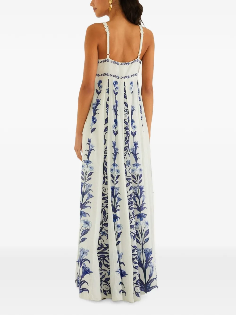 FARM Rio Flowers Arch geplooide maxi-jurk Wit