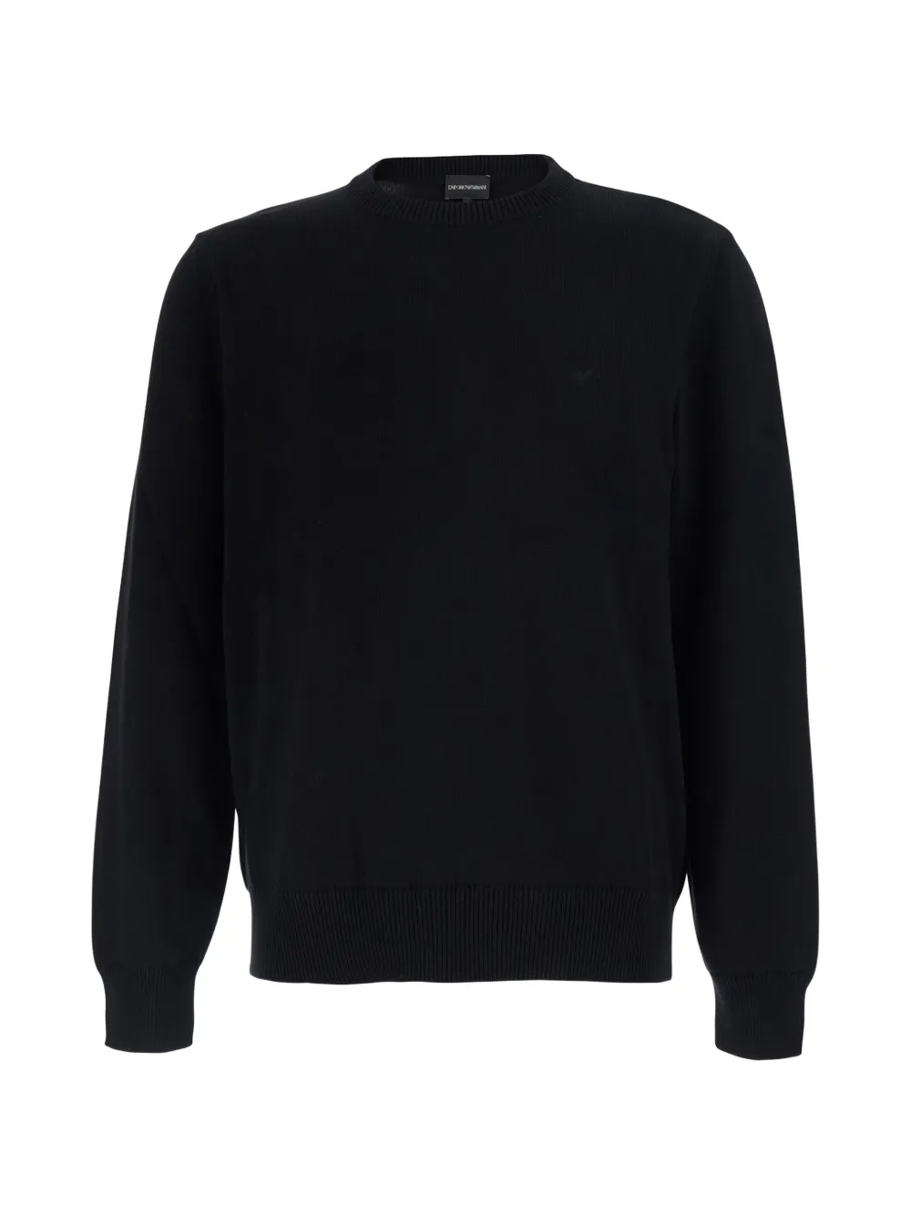 Emporio Armani logo-embroidered ribbed-trim sweater - Schwarz