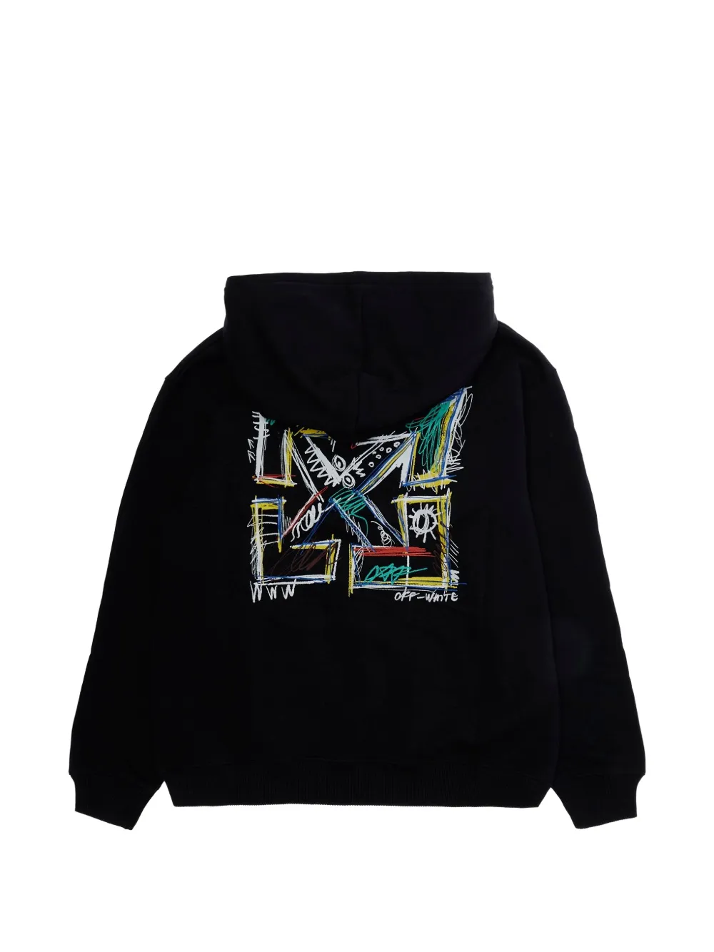 Off-White Kids Arrow Scribble katoenen hoodie met logo-print Zwart