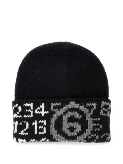 MM6 Maison Margiela Kids logo-intarsia knitted beanie hat