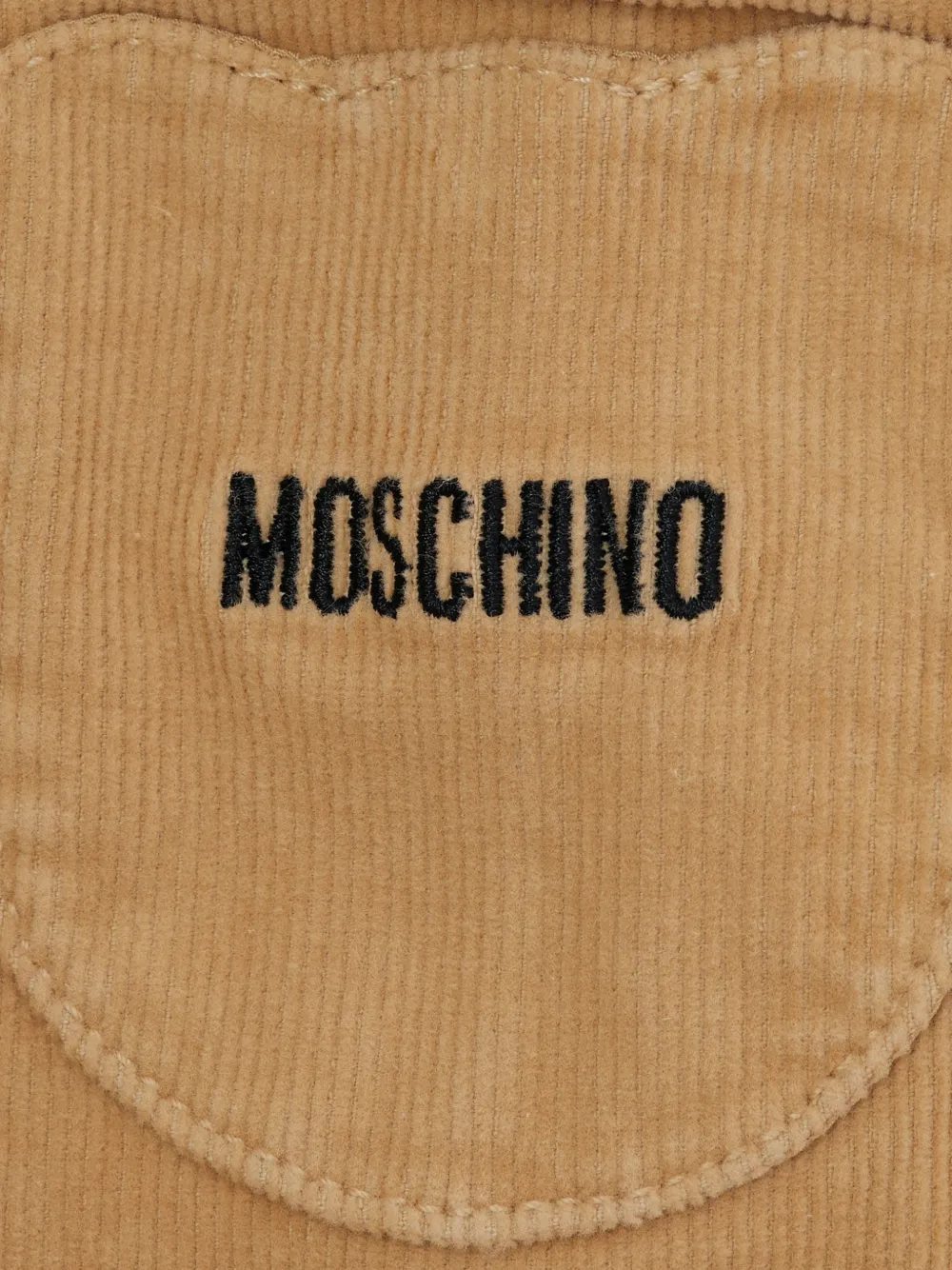 Moschino Kids Ribfluwelen jurkset met geborduurd logo Beige