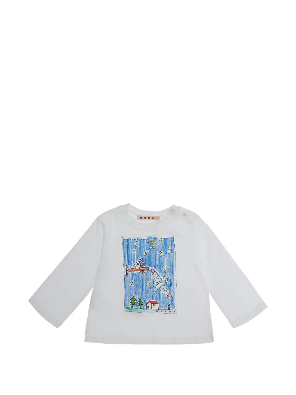 Marni Kids T-shirt con stampa grafica e maniche lunghe - Bianco