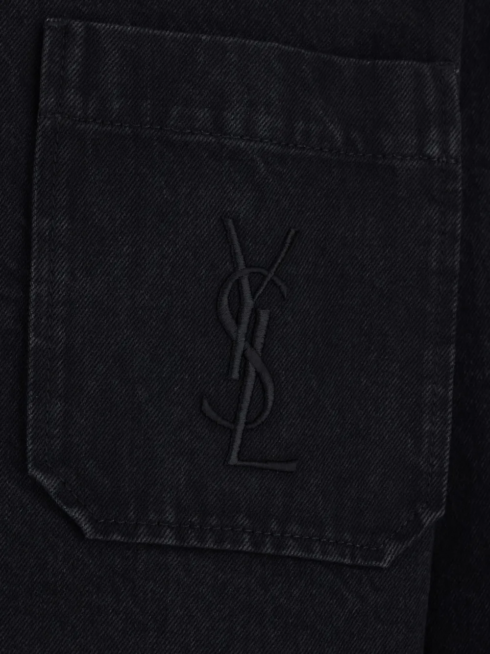 Saint Laurent Cassandre shirtjack van katoenen linnen gabardine Zwart