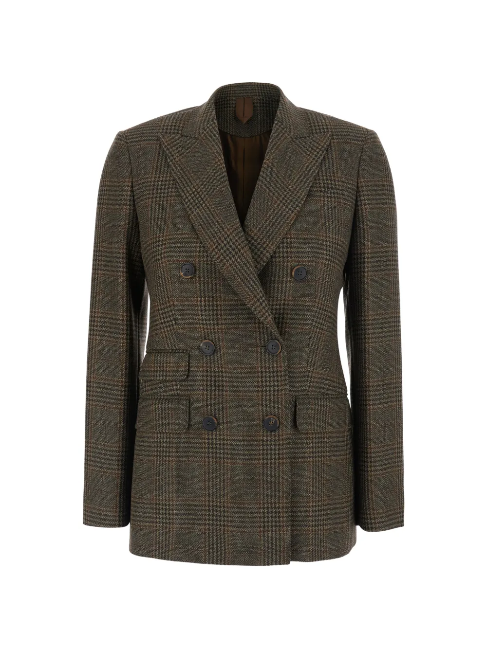 Max Mara check-pattern double-breasted jacket - Marrone