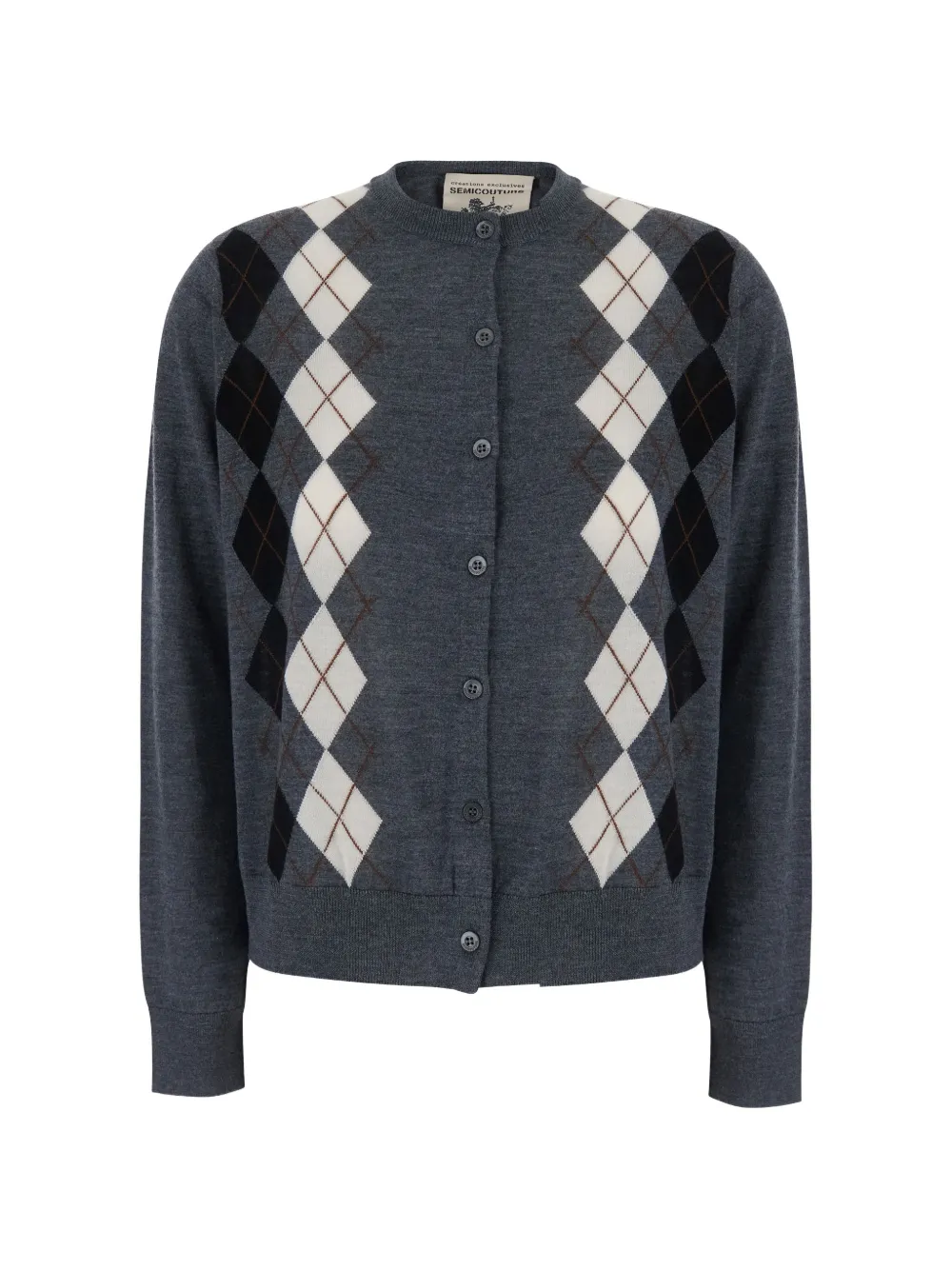Semicouture Diana argyle-pattern virgin wool cardigan - Grau