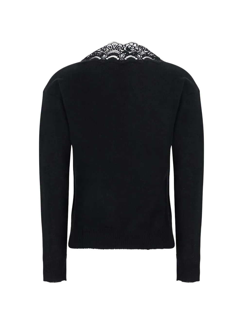 Jucca lace-trim V-neck sweater Zwart
