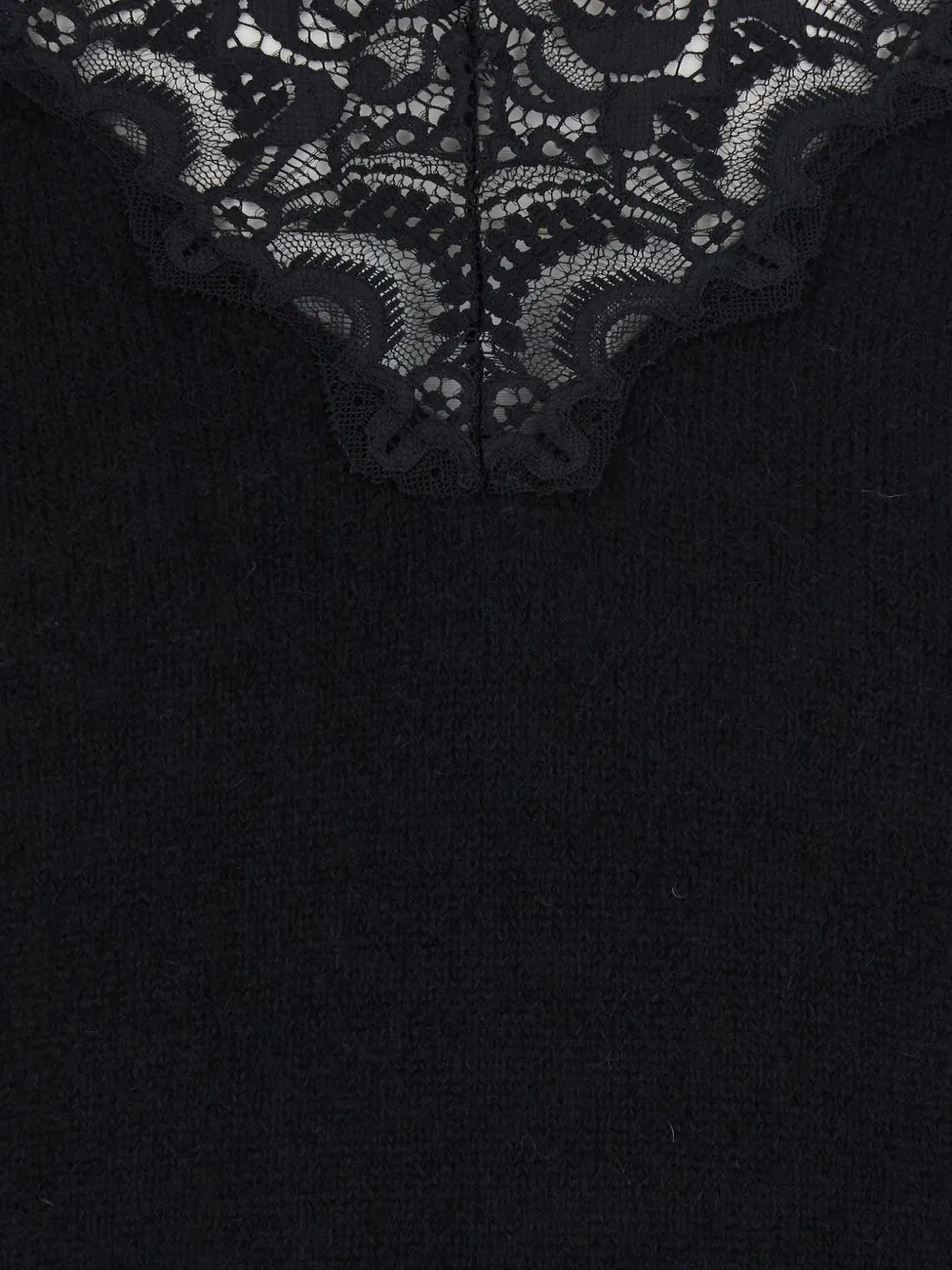 Jucca lace-trim V-neck sweater Zwart