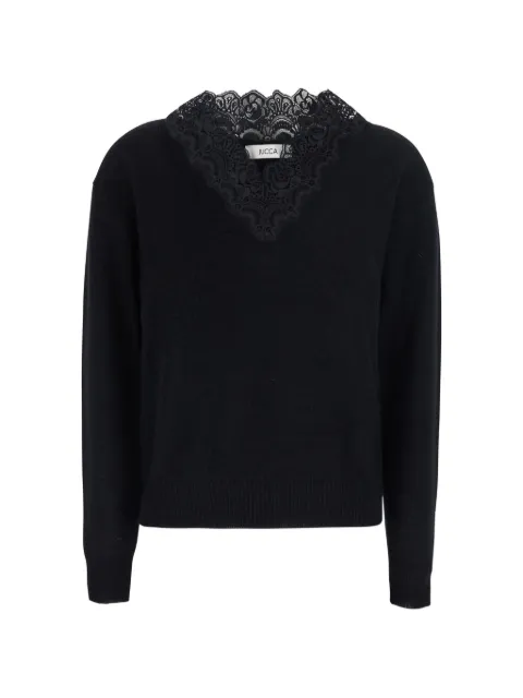 Jucca lace-trim V-neck sweater
