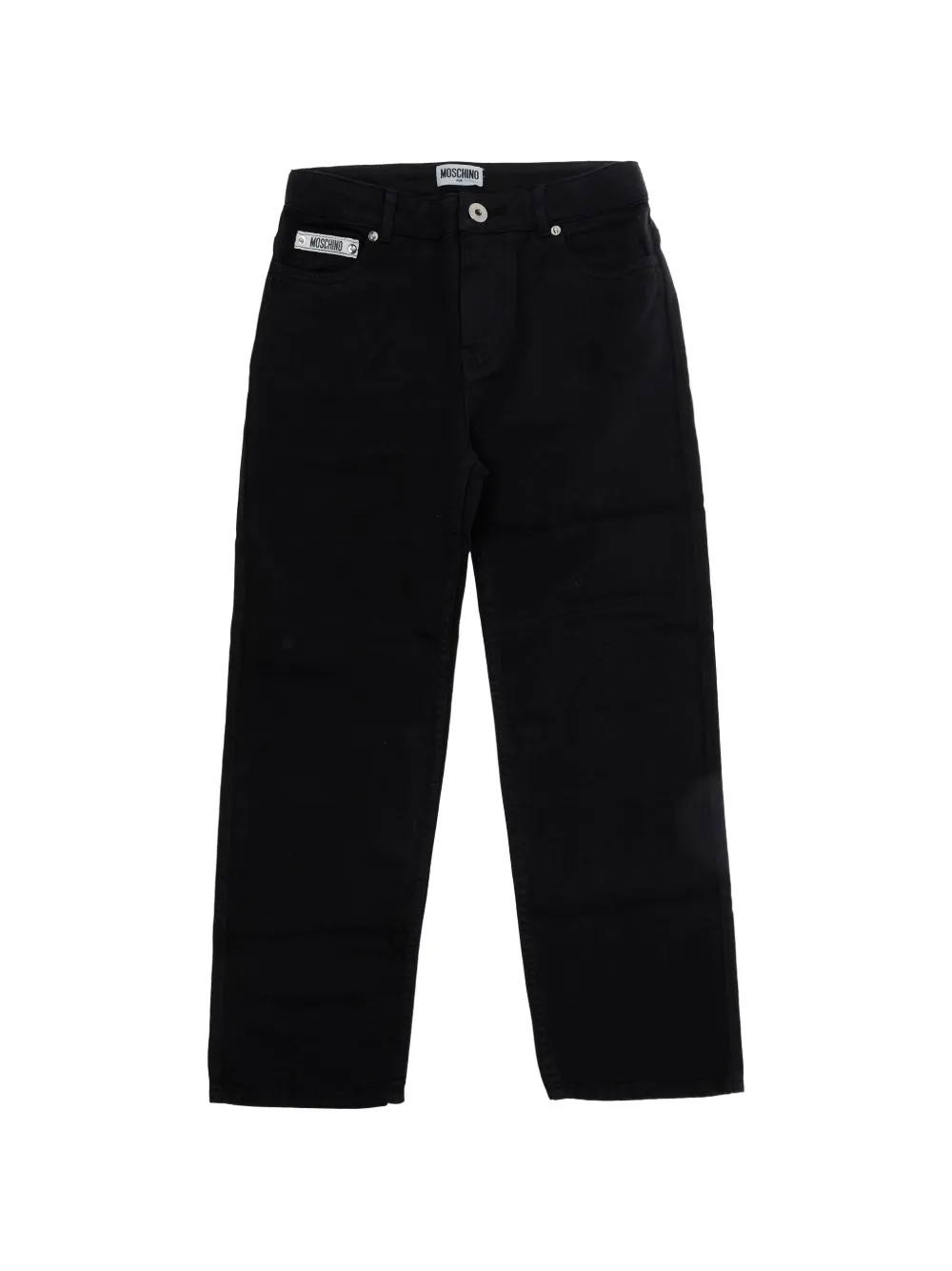 Moschino Kids logo-plaque cotton trousers - Nero