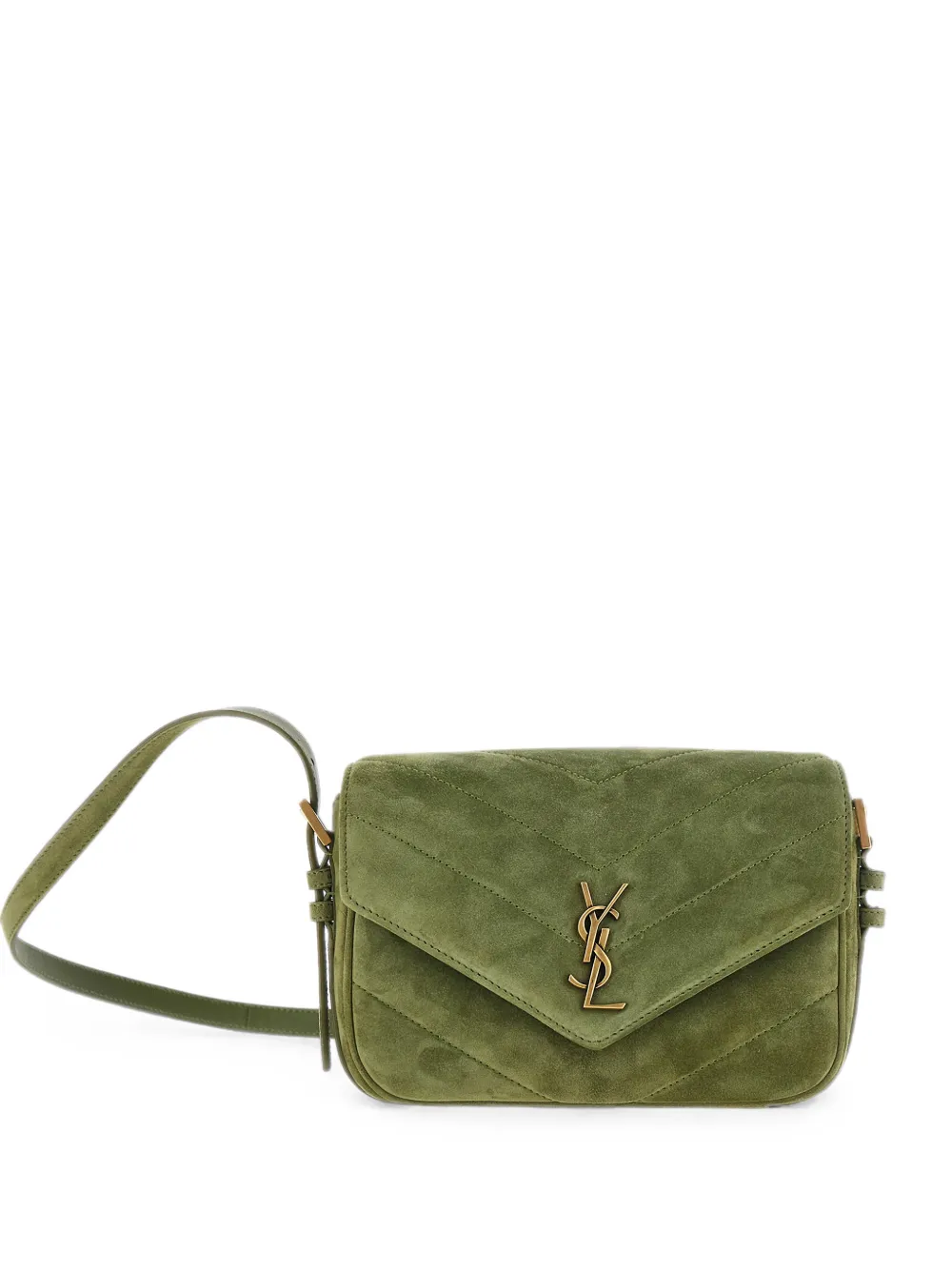 Saint Laurent Loulou Toy crossbody in matelassé suede - Verde