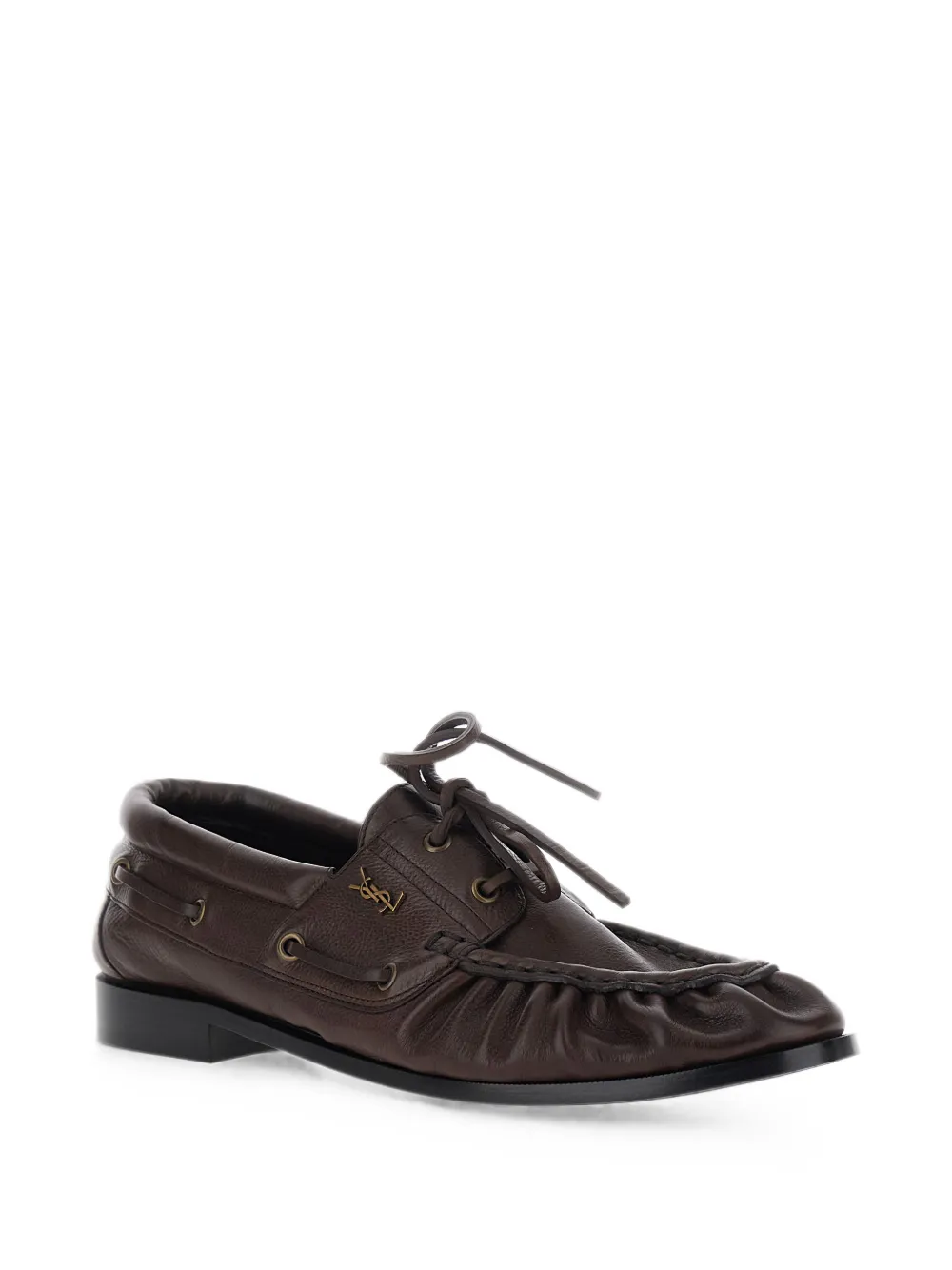Saint Laurent Le Loafers Bateau loafers van glad leer Bruin