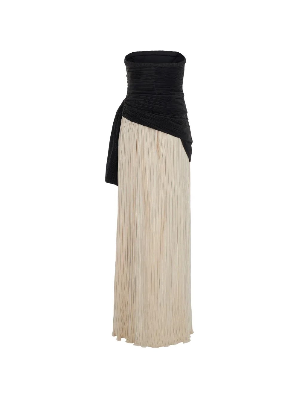 SIMKHAI Laia geplooide strapless maxi-jurk Beige