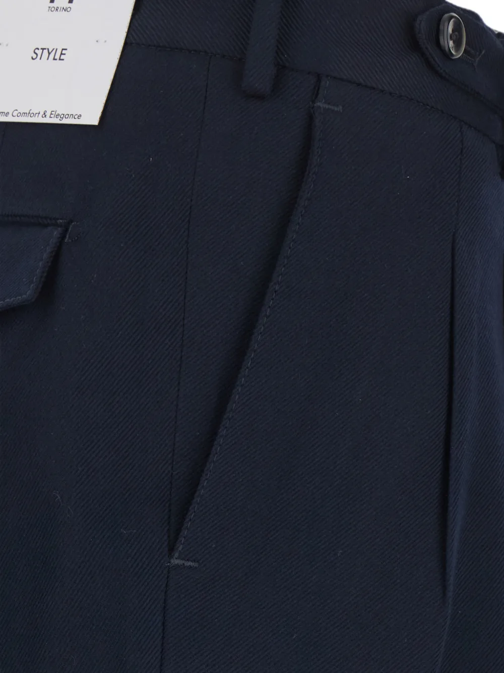 PT Torino Geplooide broek met omgeslagen pijpen Blauw