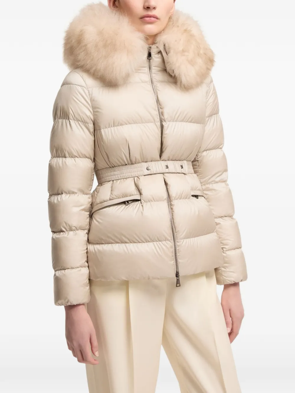 Moncler Boed donsjack met logopatch Beige