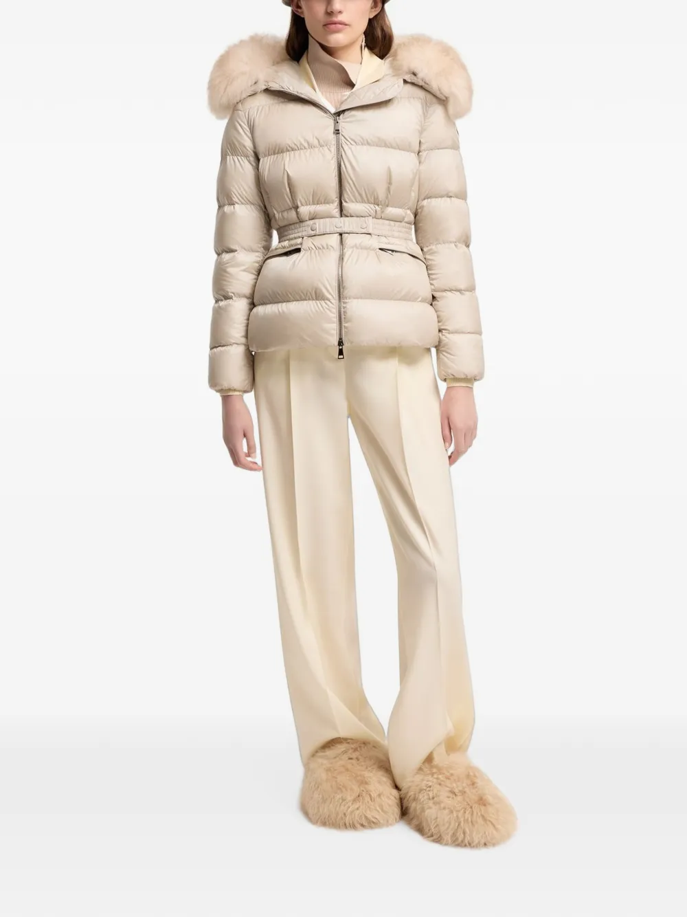 Moncler Boed donsjack met logopatch Beige