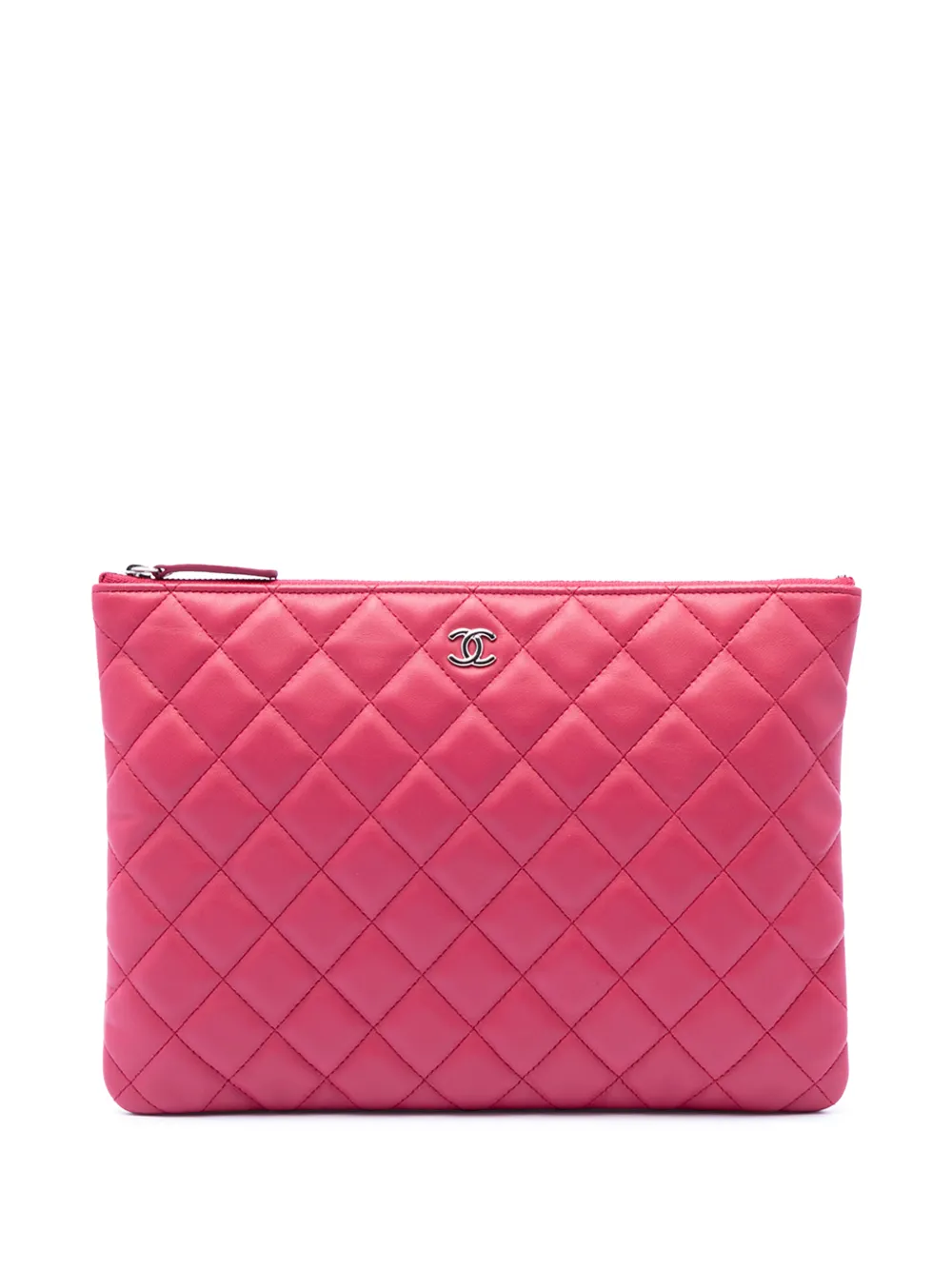 CHANEL Pre-Owned 2018-2019 Medium Quilted Lambskin O Case clutch bag - Rosa