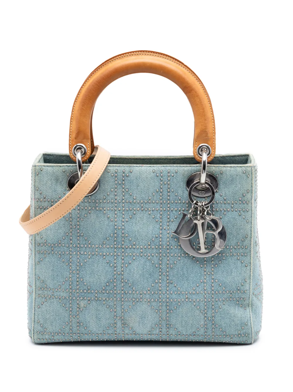 Christian Dior Pre-Owned 2003 Medium Denim Cannage Studded Lady Dior satchel - Blau