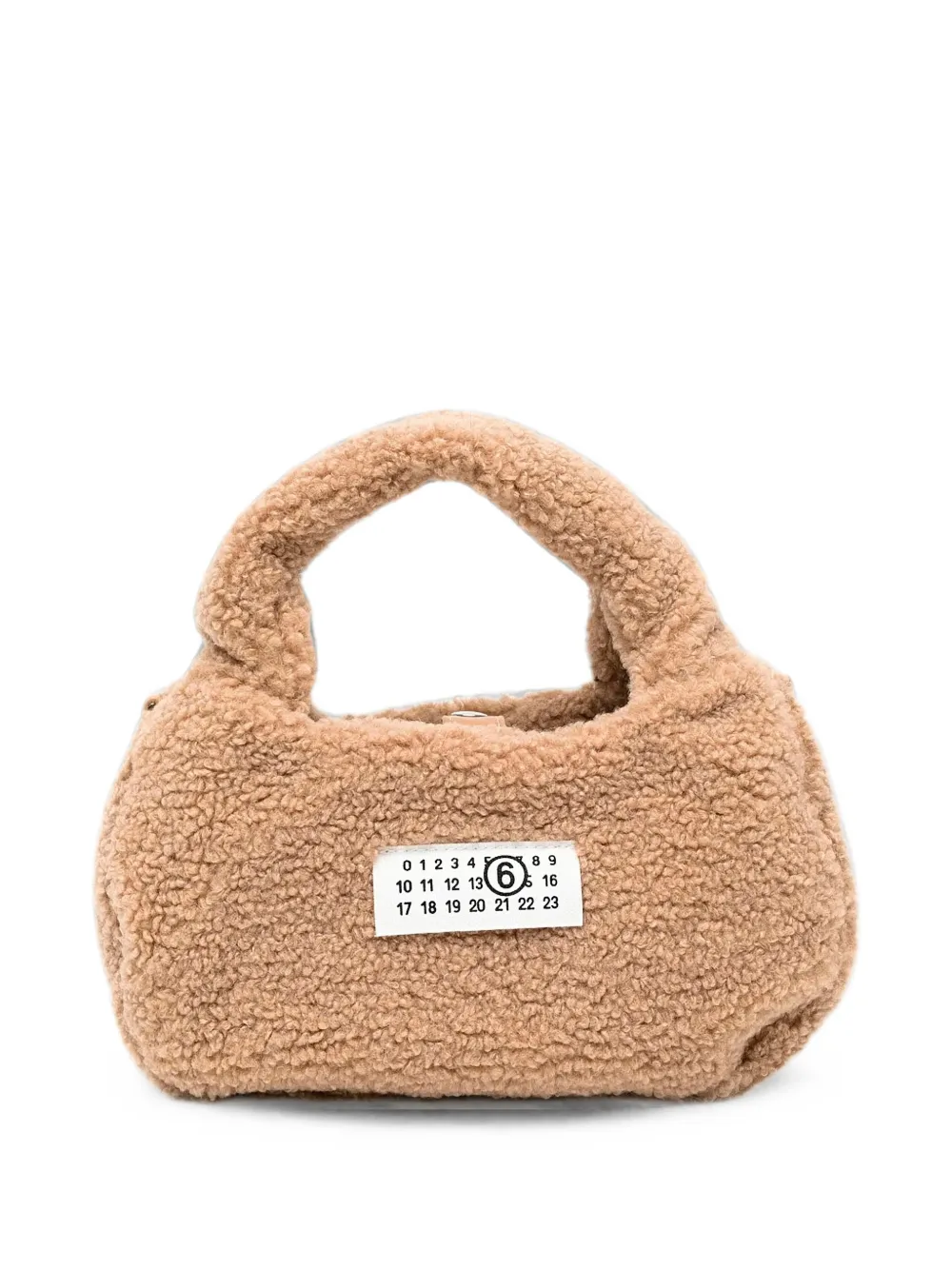 MM6 Maison Margiela Kids logo-patch teddy-texture tote bag - Marrone