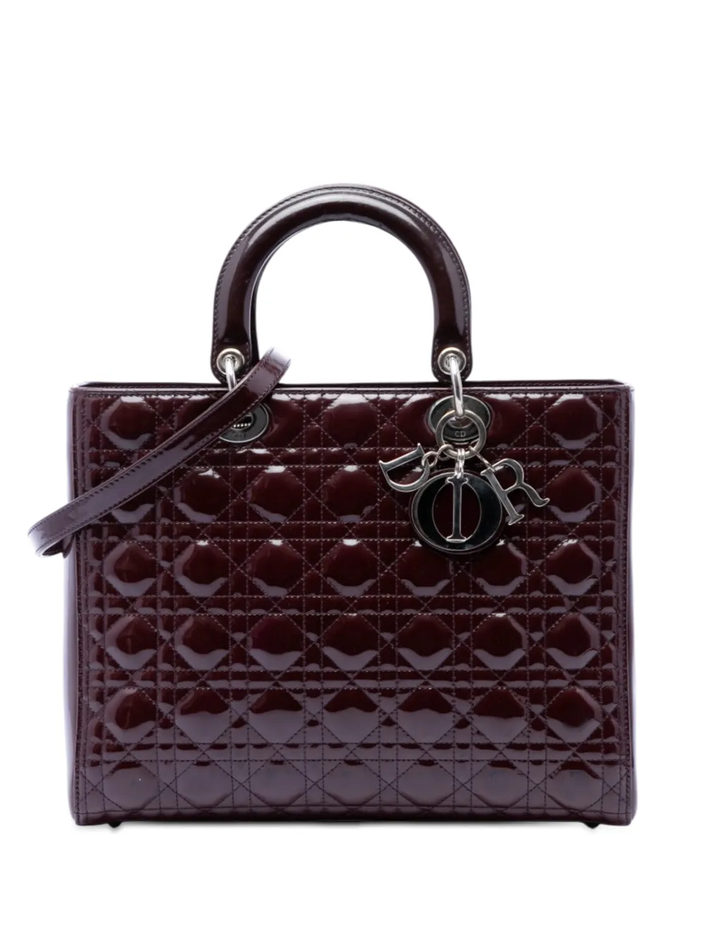 Christian Dior Pre-Owned 2011 Large Patent Cannage Lady Dior satchel - Rosso