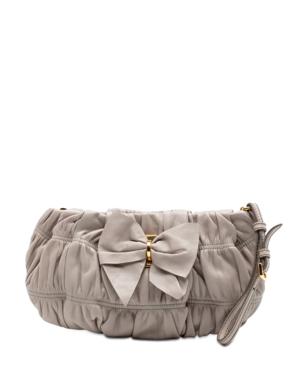 Prada Pre-Owned 2010-2026 Nappa Gaufre Bow Wristlet clutch bag - Grigio