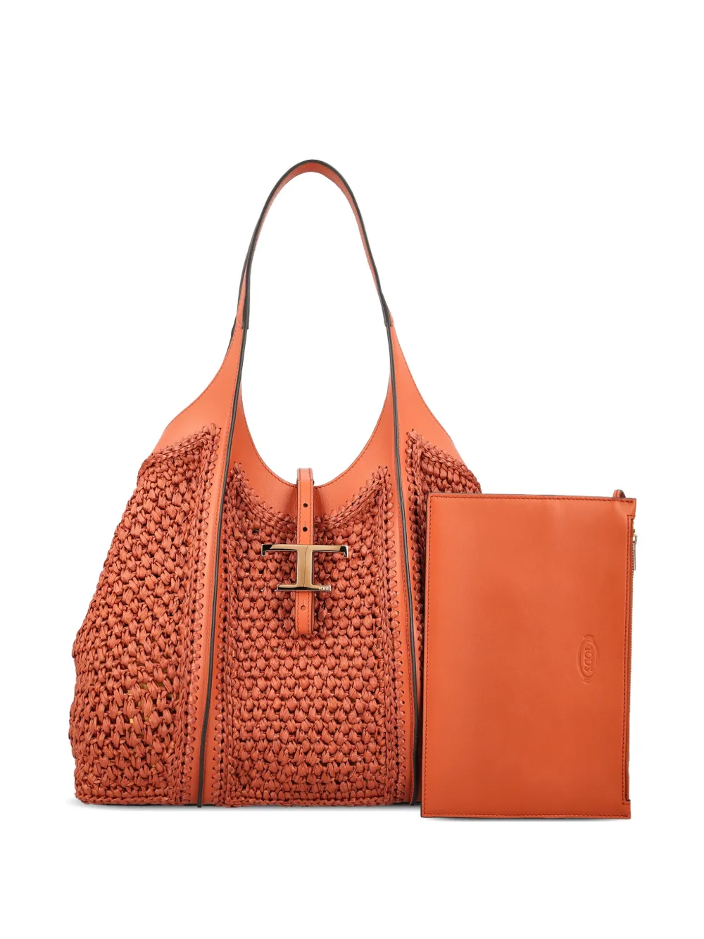 Tod's T Timeless raffia shoulder bag - Yellow