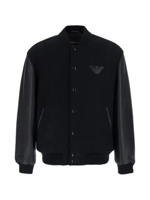 Emporio Armani Varsity leather-sleeve bomber jacket