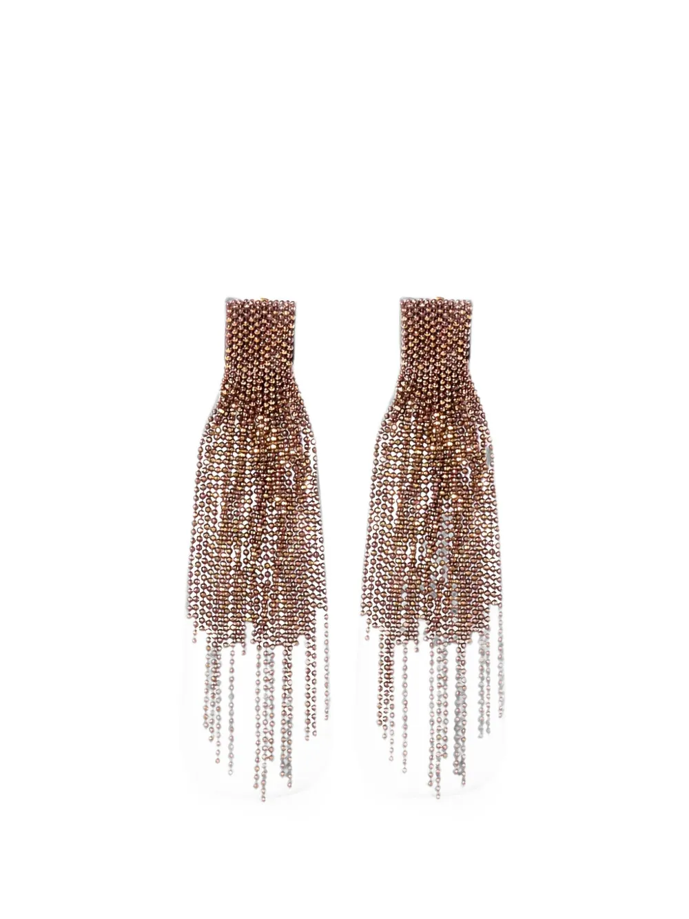 Fabiana Filippi Filo beaded fringed earrings - Marrone