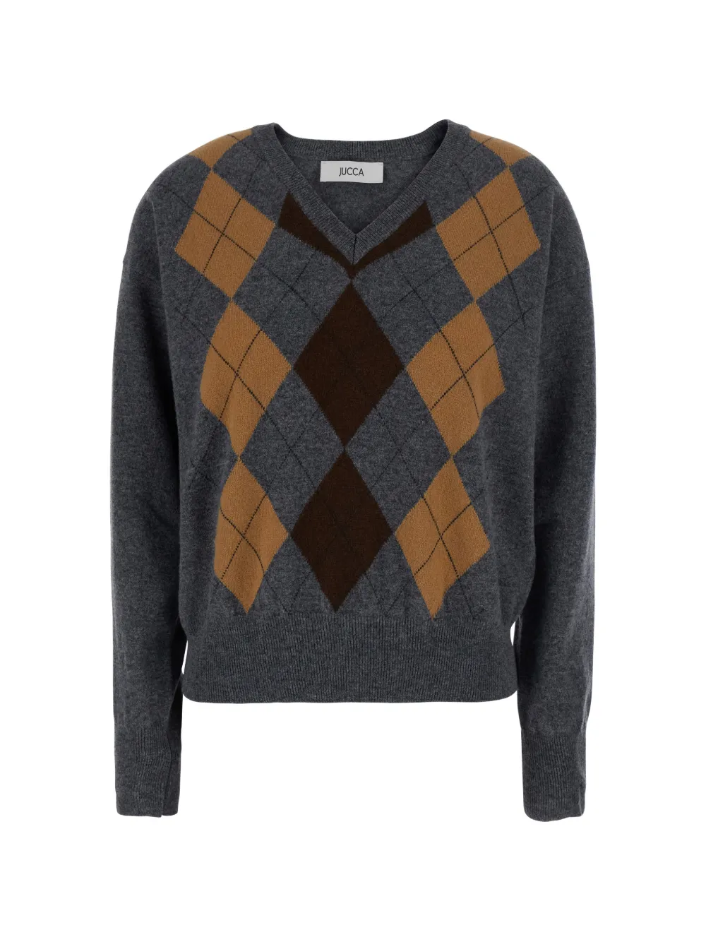 Jucca Argyle-intarsia V-neck Sweater In Gray