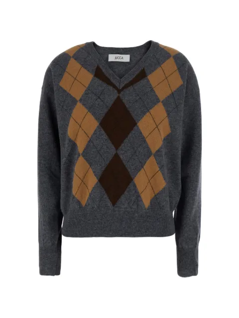 Jucca argyle-intarsia V-neck sweater