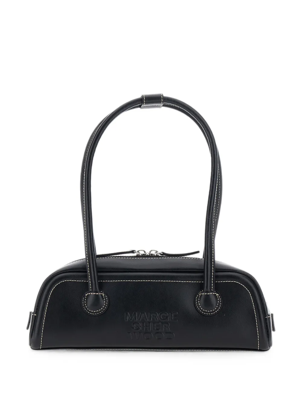 Marge Sherwood mini contrast-stitch leather shoulder bag - Nero