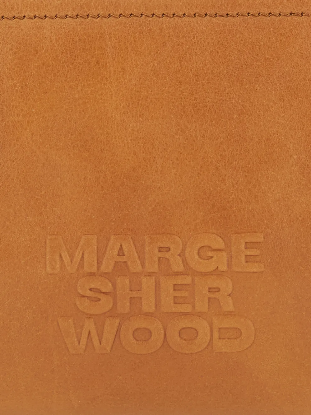 Marge Sherwood Leren schoudertas met logo-reliëf Bruin