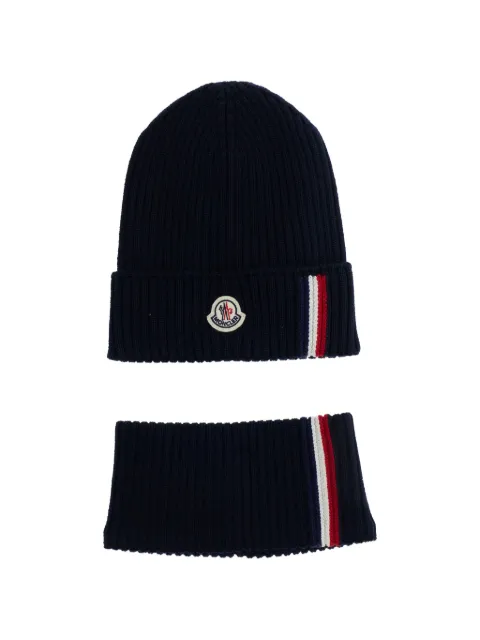 Moncler Enfant lot bonnet-écharpe à patch logo