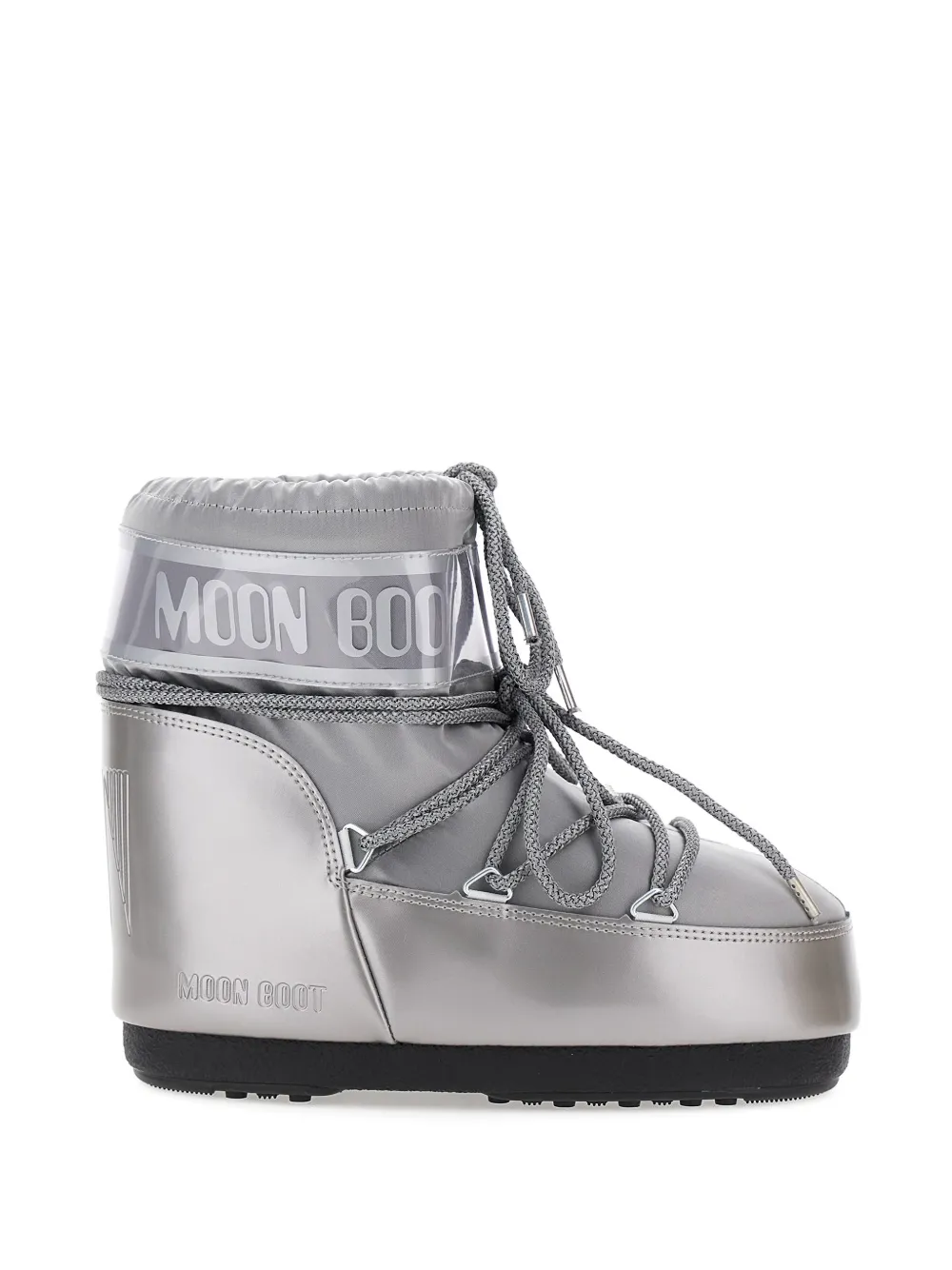 Moon Boot Kids Metallic enkellaarzen met logoprint Zilver