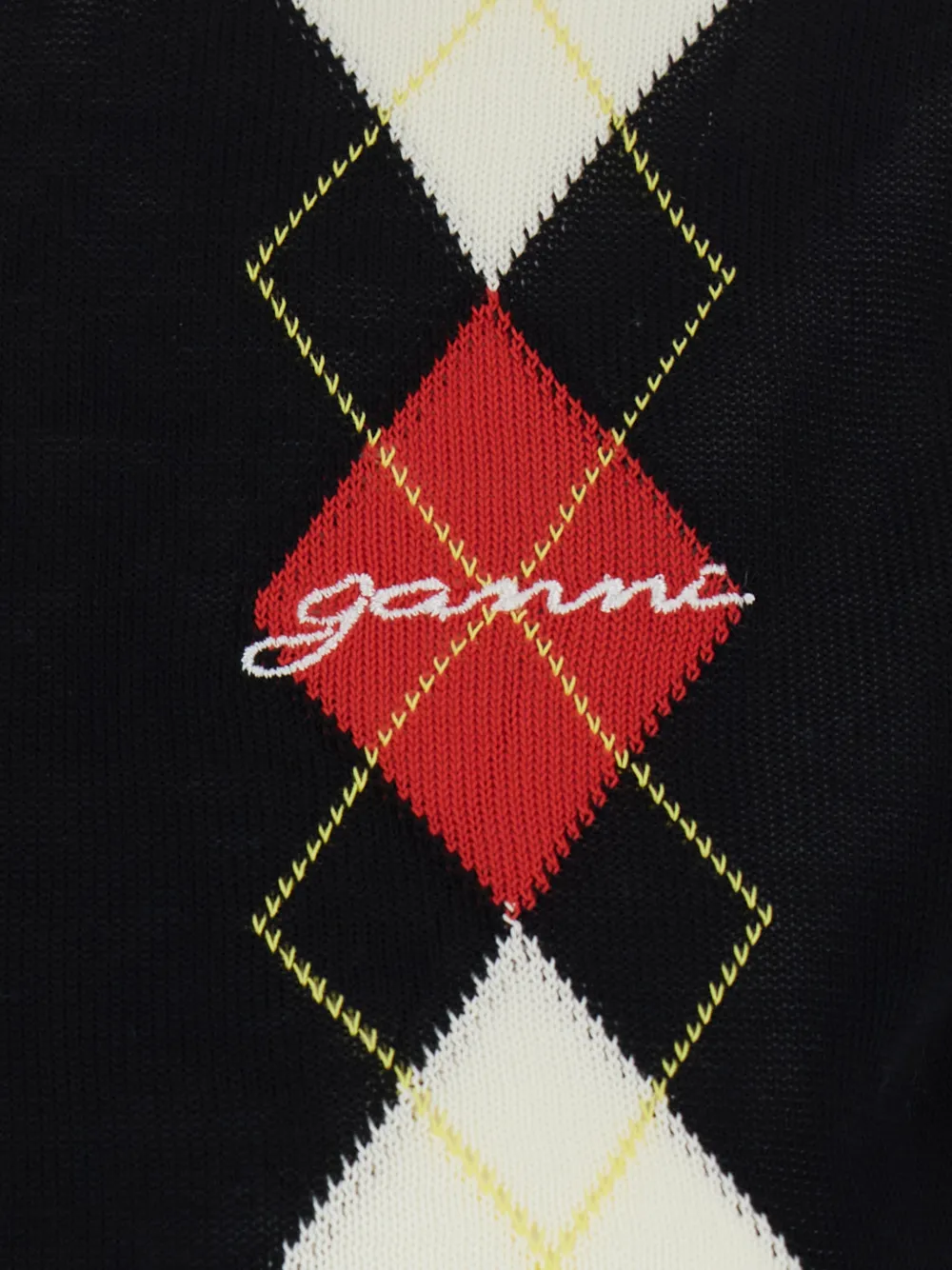 GANNI T-shirt met argyle-patroon Zwart