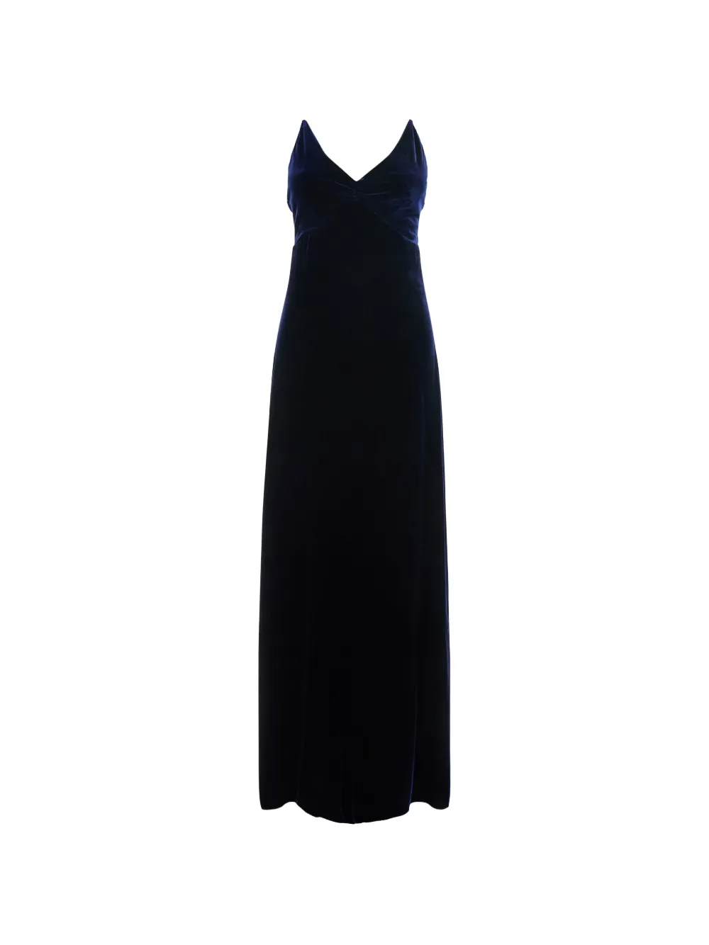 Forte pearl-strap velvet maxi dress Blauw