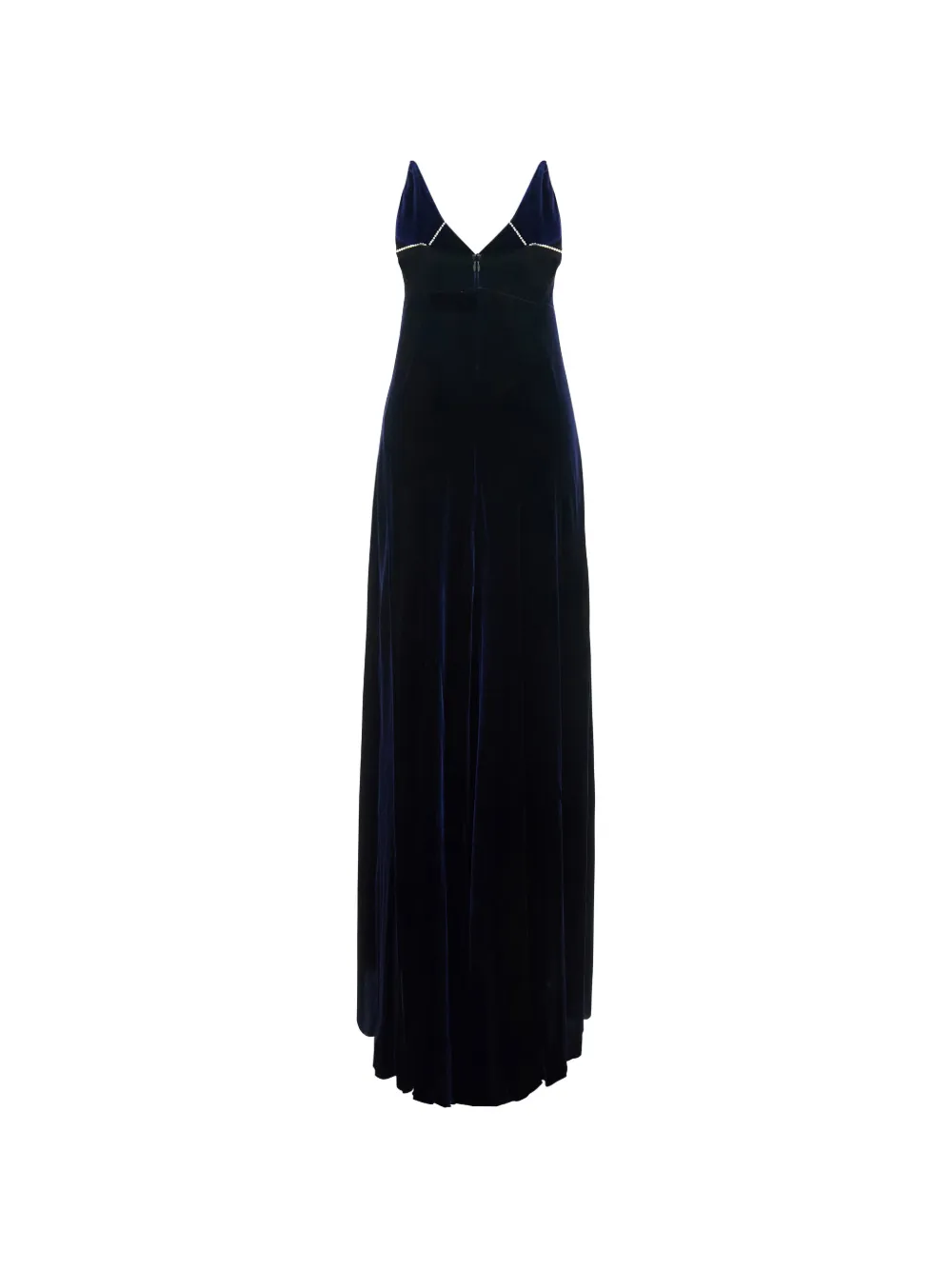 Forte pearl-strap velvet maxi dress Blauw