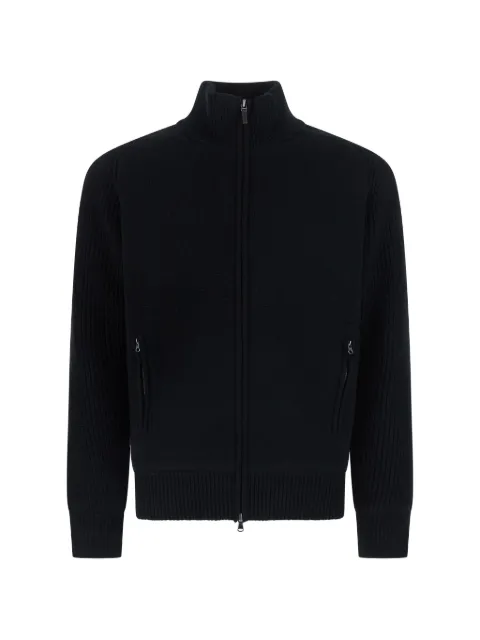 Kangra zip-up ribbed-sleeve cardigan