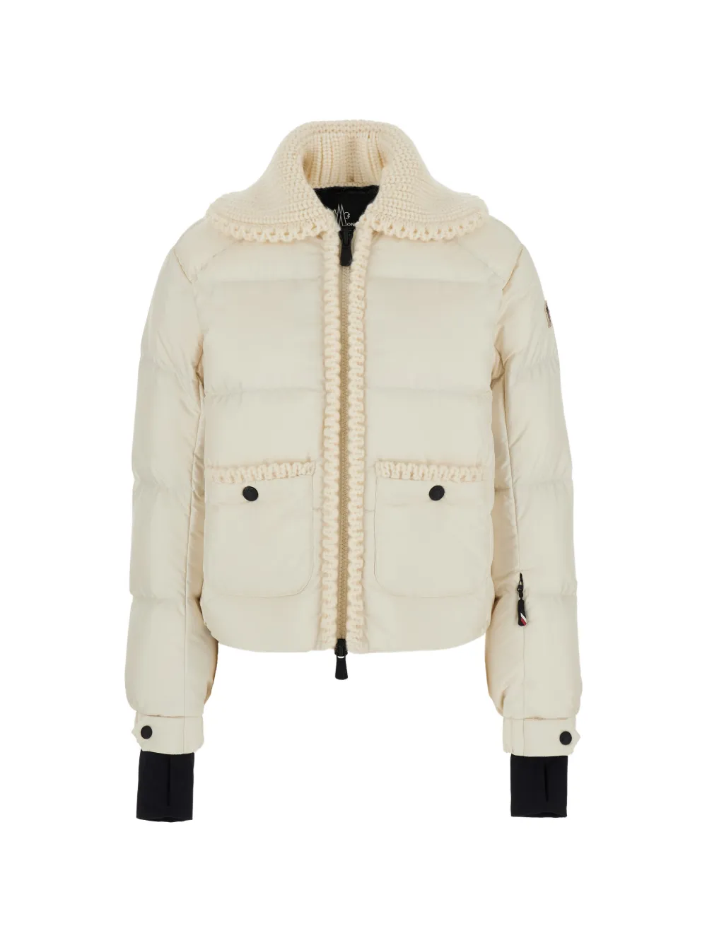 Moncler Grenoble crochet-trim quilted jacket Wit
