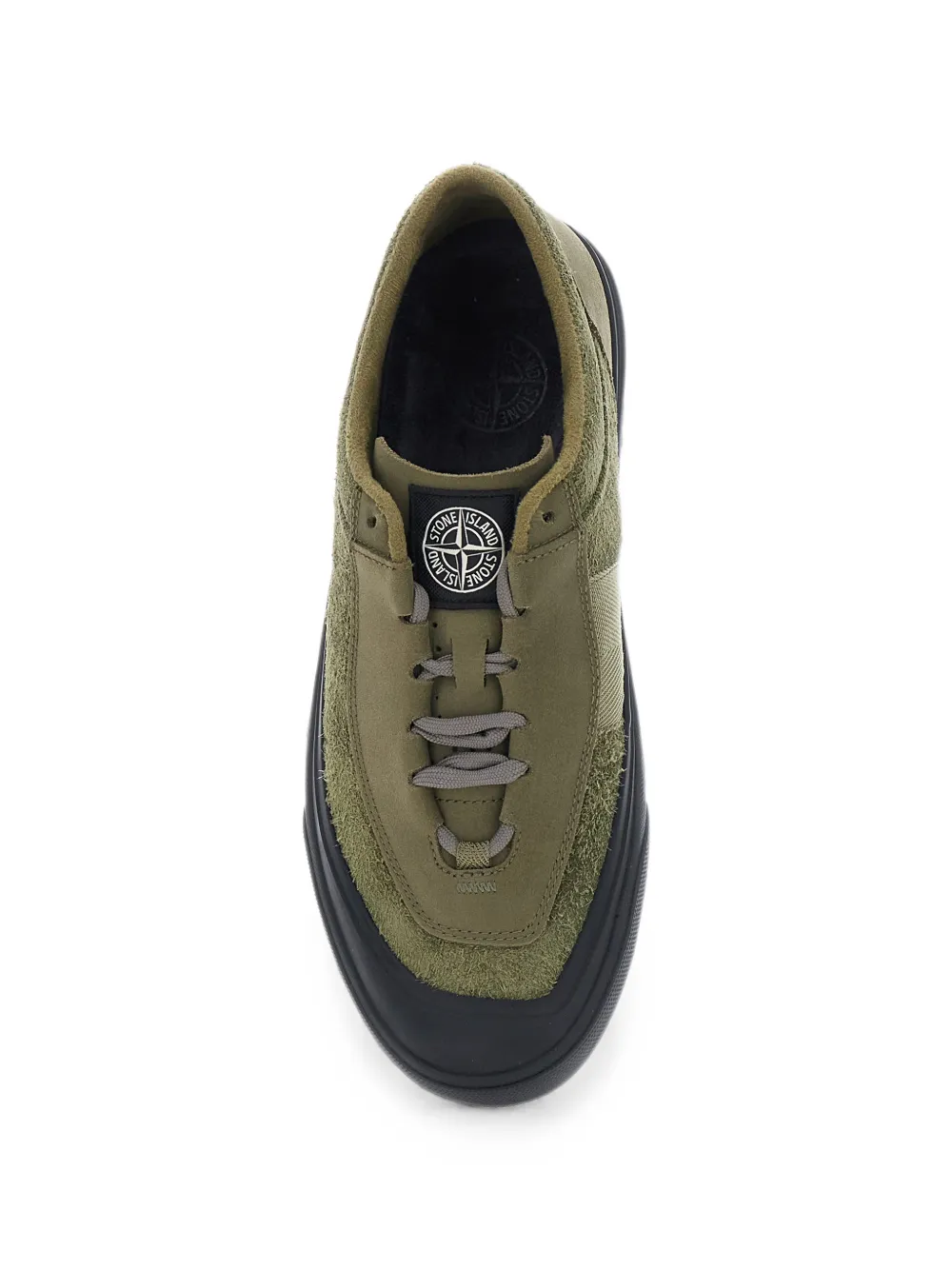 Stone Island logo-patch panelled sneakers Groen