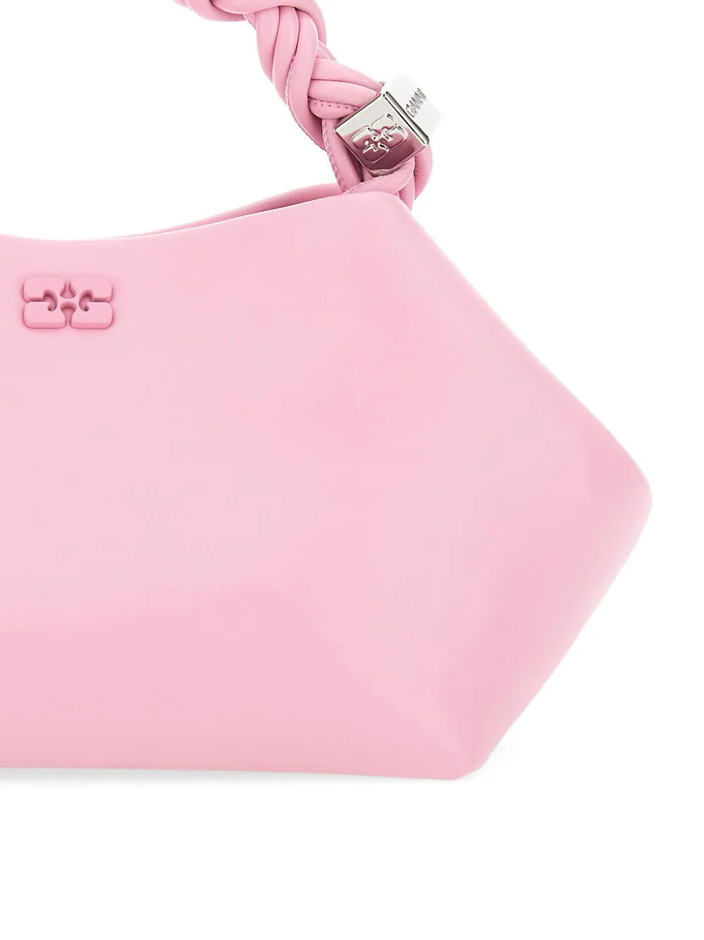 GANNI Kleine Bou schoudertas met gevlochten handvat Roze