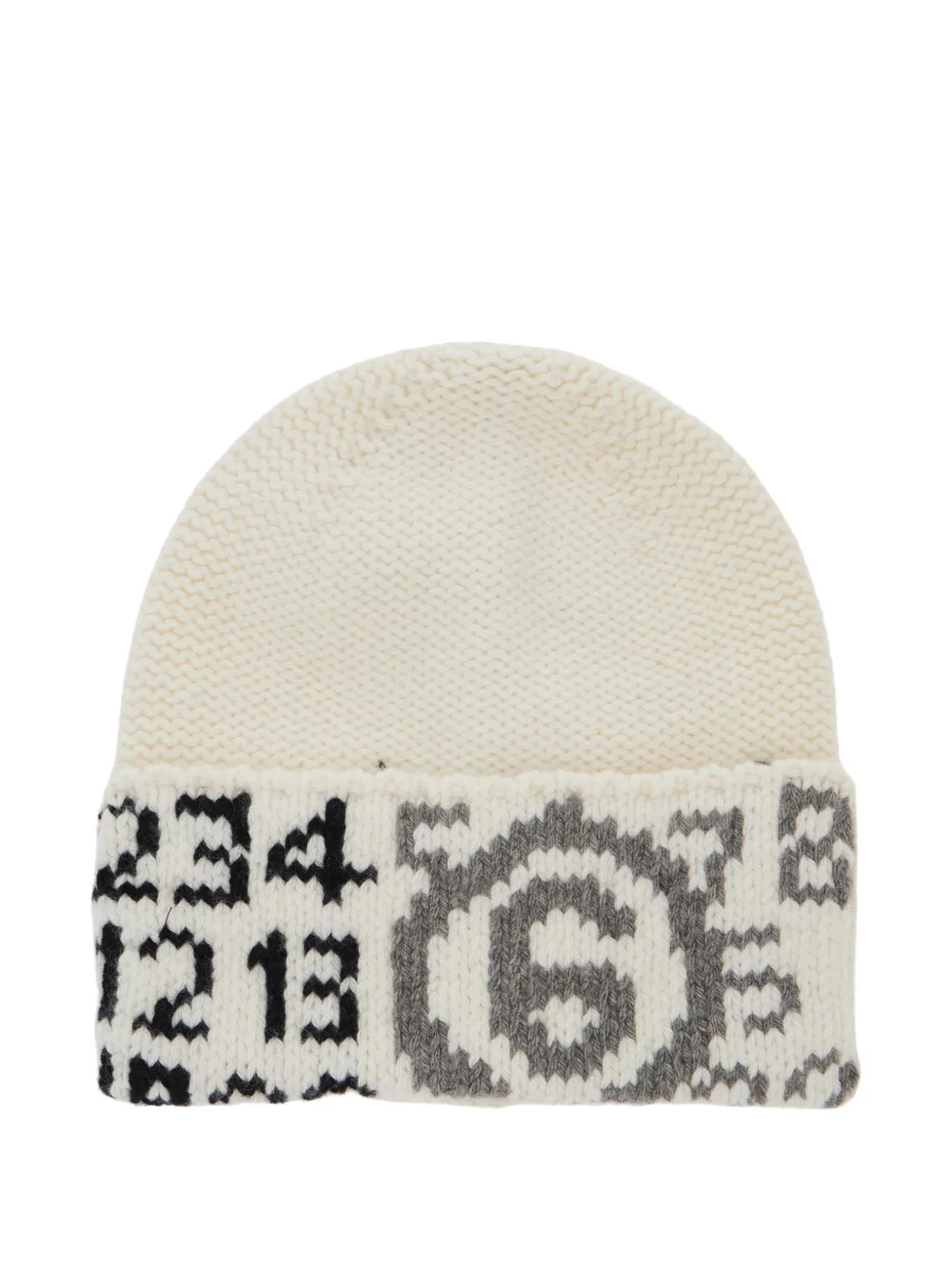 MM6 Maison Margiela Kids Gestrickte Intarsien-Mütze - Nude