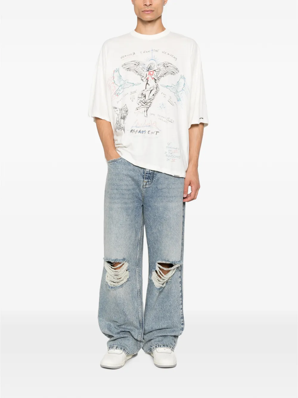 Represent Heavier Than The Heavens T-shirt met grafische print Beige