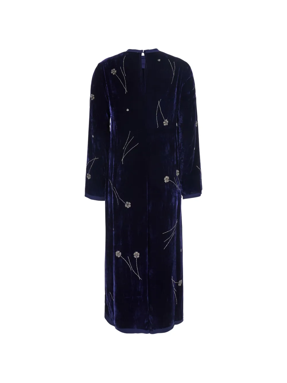 Forte Fleurs d'Orient fluwelen midi-jurk verfraaid met kralen Blauw