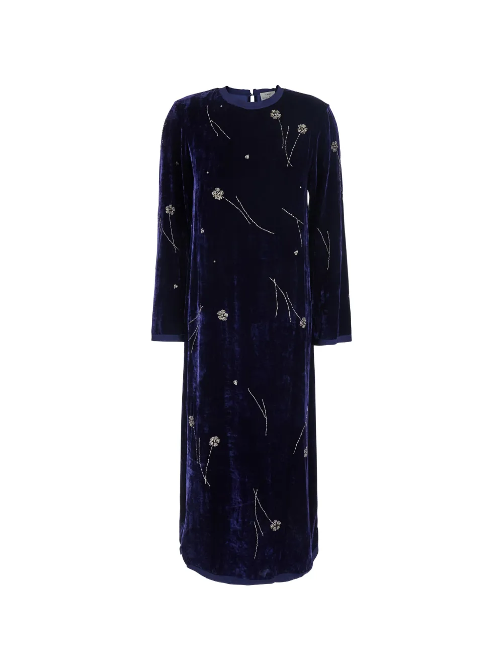 Forte Forte Fleurs d'Orient bead-embellished velvet midi dress - Blau