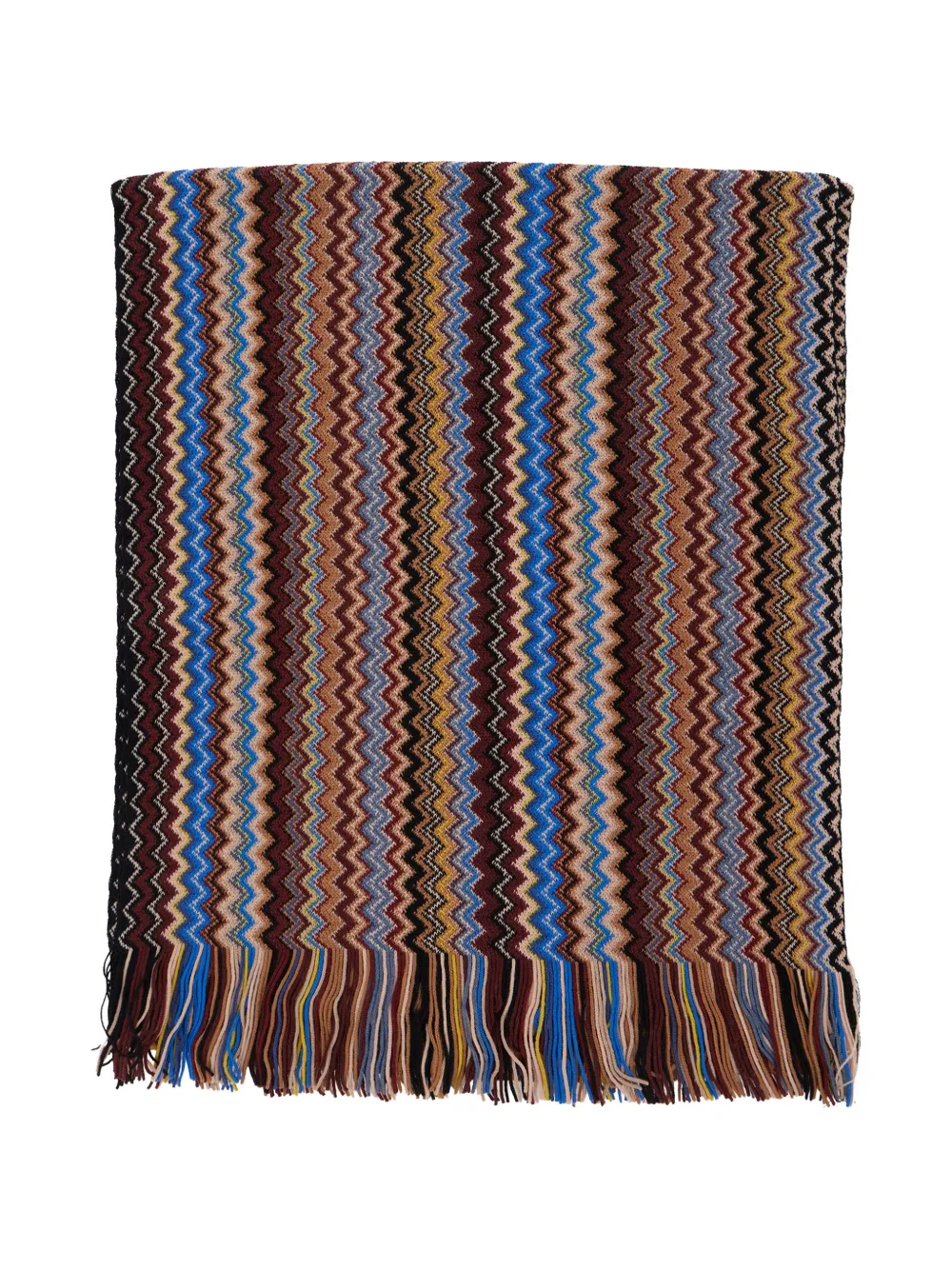 Missoni zigzag knit fringed scarf - Marrone