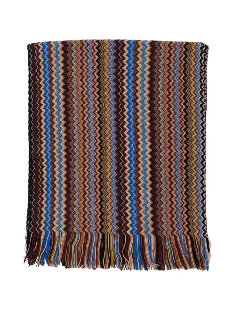 Missoni zigzag knit fringed scarf