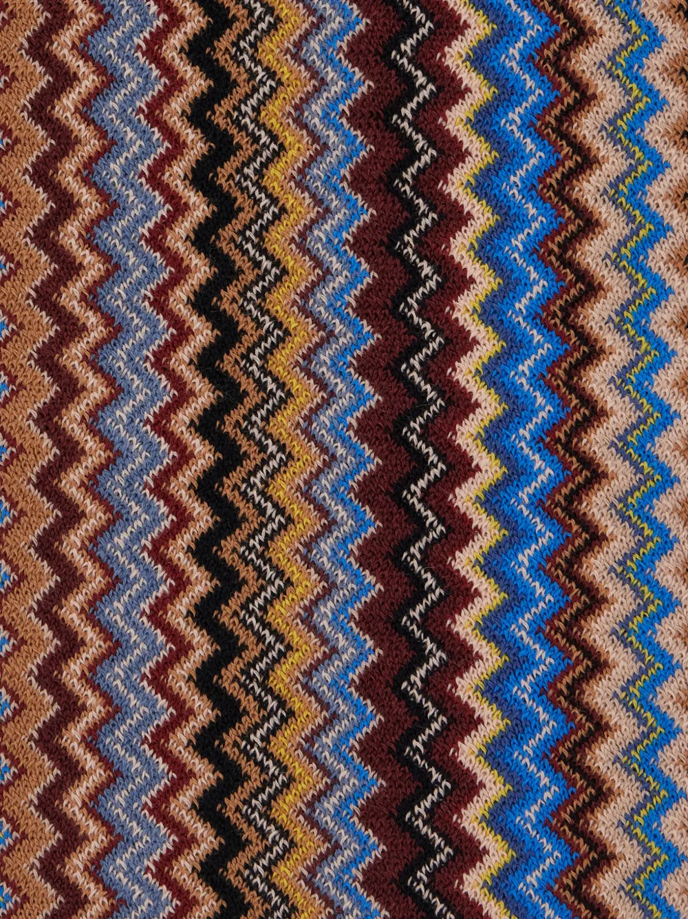 Missoni Gebreide sjaal met franje en zigzagpatroon Bruin