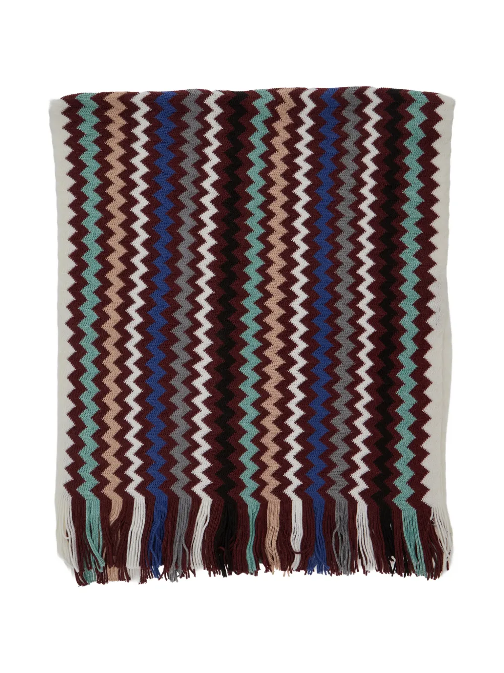 Missoni zigzag-knit fringed scarf - Rosso