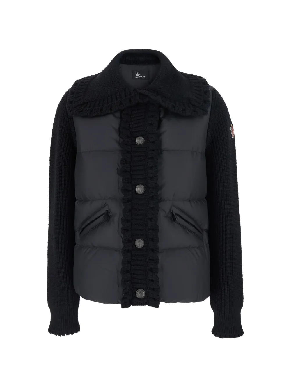 Moncler Grenoble quilted knit-panel jacket Zwart
