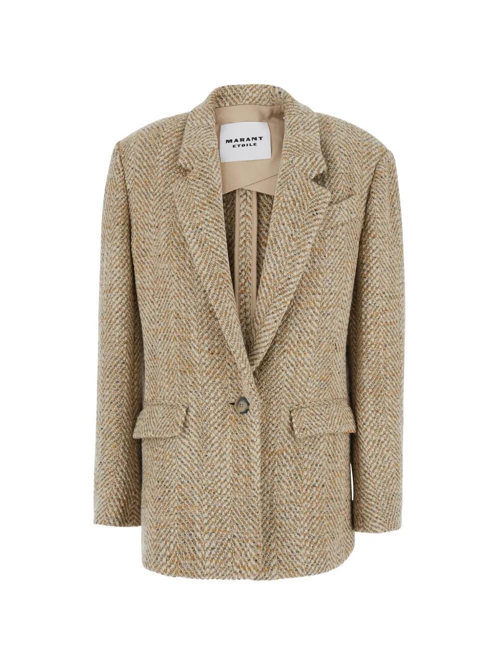 MARANT ÉTOILE Parly herringbone-knit single-breasted blazer - Neutrals